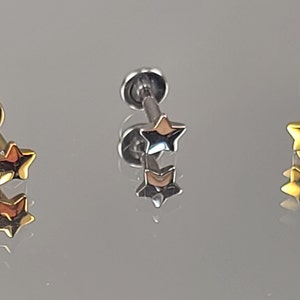 16g (1.2mm) Star Stud Titanium Choose 1/4" (6mm) or 5/16" (8mm) Length & Choose Anodized Finish Internal Thread