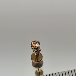 16g Titanium Champagne 3mm Bezel Gem Minimalist Internal Thread Stud Earring SINGLE STUD *Choose Post Length & Anodized Finish Color*