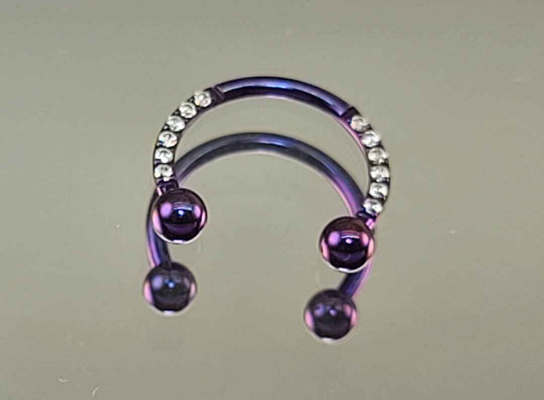 16g Gem Septum Horseshoe Septum Ring 3/8 10mm Diameter Blurple Blue Purple Anodized Finish Etsy