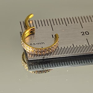 16g (1.2mm) Titanium Double Stack Cuff Gem Hinge Hoop 3/8" (10mm) Diameter Anodized Yellow Gold for Septum Daith