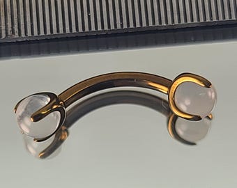 16g Titanium Internal Faux Quartz Septum Curved Barbell Rook Eyebrow Vertical Labret Anodized Bronze in Photo *Choose Length & Finish*