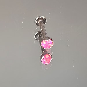 18g (1.0) Titanium Threadless 3mm Pink Synthetic Opal Scoop setting prong bezel top *Choose Anodized Finish and Post Length*