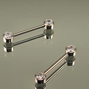 14g 1.6mm Titanium Internally Threaded Barbell Pair w/Forward Facing Gems High Polish Finish in Photo Choose Finish & Length image 7