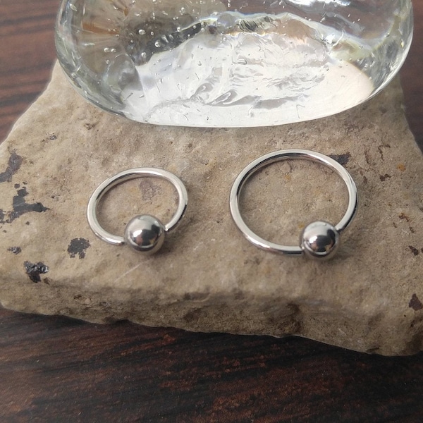 20g Thin Hoop Stainless Steel CBR Captive Bead Ring Implant Grade in your choice of 1/4"(6mm) or 5/16"(8mm)