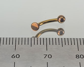 16g Titanium Curved Barbell w/3mm Disc and 3mm Ball End and Minimalist Vertical Labret Bronze Finish in Photo *Choose Length & Finish*