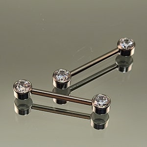 14g 1.6mm Titanium Internally Threaded Barbell Pair w/Forward Facing Gems High Polish Finish in Photo Choose Finish & Length image 8