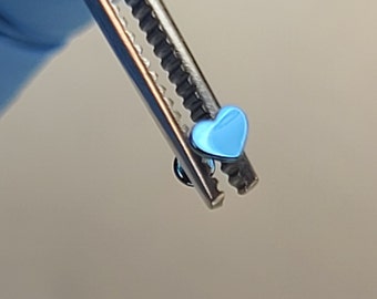 18g Heart Stud Tiny Heart Stud Threadless Titanium Stud *Choose Anodized Finish and Post Length*