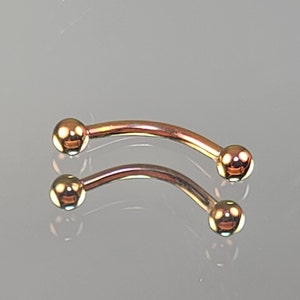 16g (1.2mm) Titanium Internal Thread Curved Barbell in Anodized Rose Gold Rook Eyebrow Vertical Labret *Choose Length & Finish*