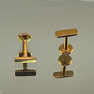 16g (1.2mm) Bar Stud Pair Rectangle Earrings Bar Earrings Titanium Anodized Rose Gold Finish Internally Threaded *Choose Length*