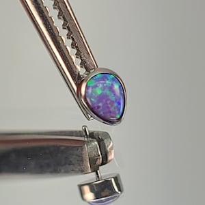 18g Titanium Threadless Oval Purple Opal Stud *Choose Post Length & Choose Anodized Finish*