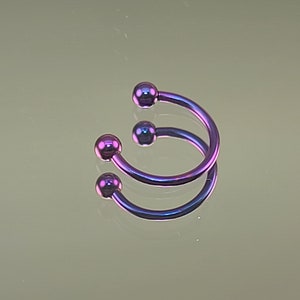 16g (1.2mm) Titanium Iridescent Blurple Internal Thread Circular Barbell Horseshoe *Choose Diameter* w/3mm Balls Septum Anodized Finish
