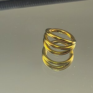 Septum Ring 16g (1.2mm) Titanium Triple Open Stack Hinge Hoop Anodized Yellow Gold Finish *Choose Diameter*