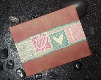 Green and Pink "LOVE" card, Valentine's Day, Anniversary