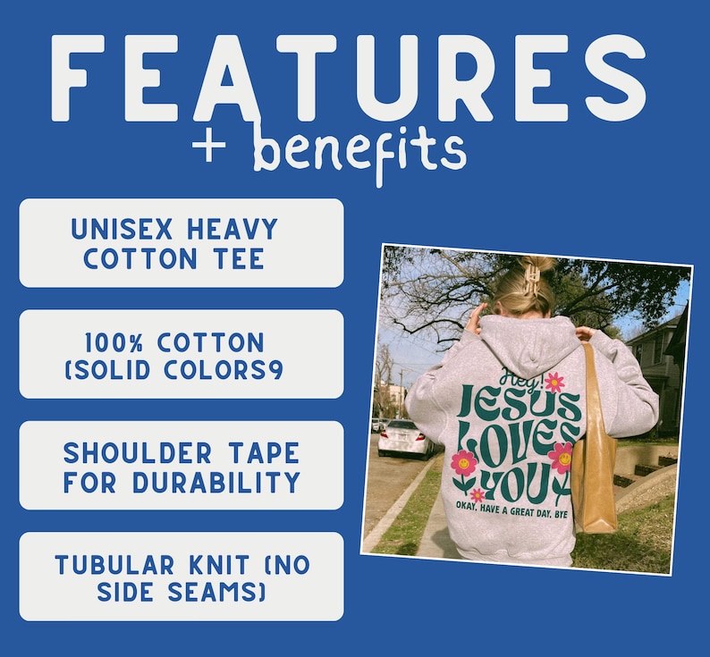 K&ouml;nnte beinhalten: Ein graues Unisex-Heavy-Baumwoll-T-Shirt mit einem Grafikdruck, der "Hey! Jesus Loves You" in gr&uuml;ner und rosa Schrift mit einem Blumendesign sagt. Das Shirt hat Schulterband f&uuml;r Haltbarkeit und ist aus 100% Baumwolle (einzelne Farben) gefertigt. Das Shirt ist ein Schlauchgewebe ohne Seitenn&auml;hte.