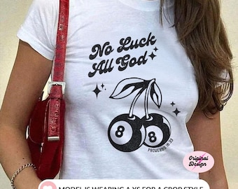 No Luck All God Christian Baby Tee Coquette Cowgirl Baby Tee Y2k Fashion Coquette Baby Tee Soft Girl Aesthetic 90s Baby Tee Crop Top Teenage