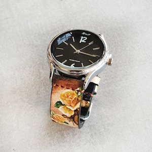Flower Watches for Women with handmade leather strap, unique and beautiful
