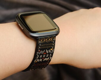 Handmade Leather Fitbit Band: Versa, Charge - Ethnic Totem Design