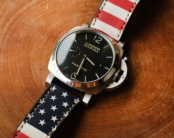 Cinturino in pelle fatto a mano per orologi Panerai, Luminor Marina e Radiomir