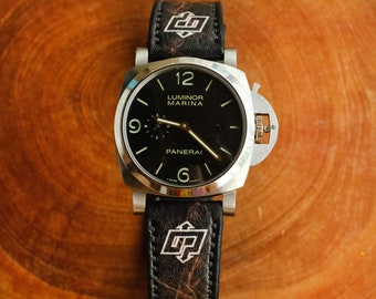 Cinturino in pelle lavorato a mano per orologio Panerai, Luminor Marina Radiomir PAM