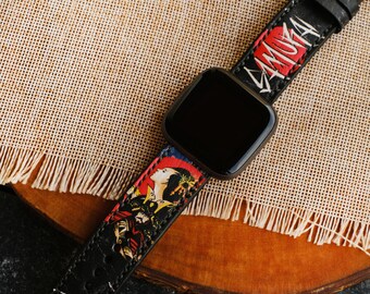 Handmade Leather Fitbit Versa Band: Samurai Design, Quick Release