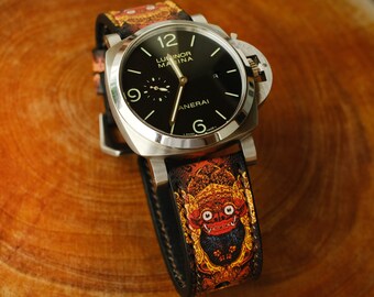 Handmade Bali Mythology Leather Watch Band for Panerai