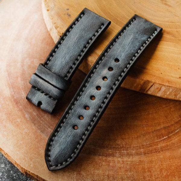 Omega Band Omega Leather Strap  22mm 21mm 20mm 19mm 18mm Handmade Leather Straps