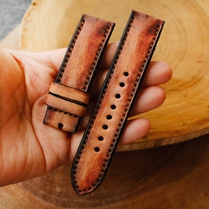 Omega Band Omega Leather Strap  22mm 21mm 20mm 19mm 18mm Handmade Leather Straps