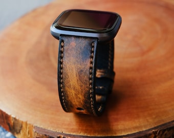 Handmade Leather Fitbit Band: Versa/Sense, Custom Sizes