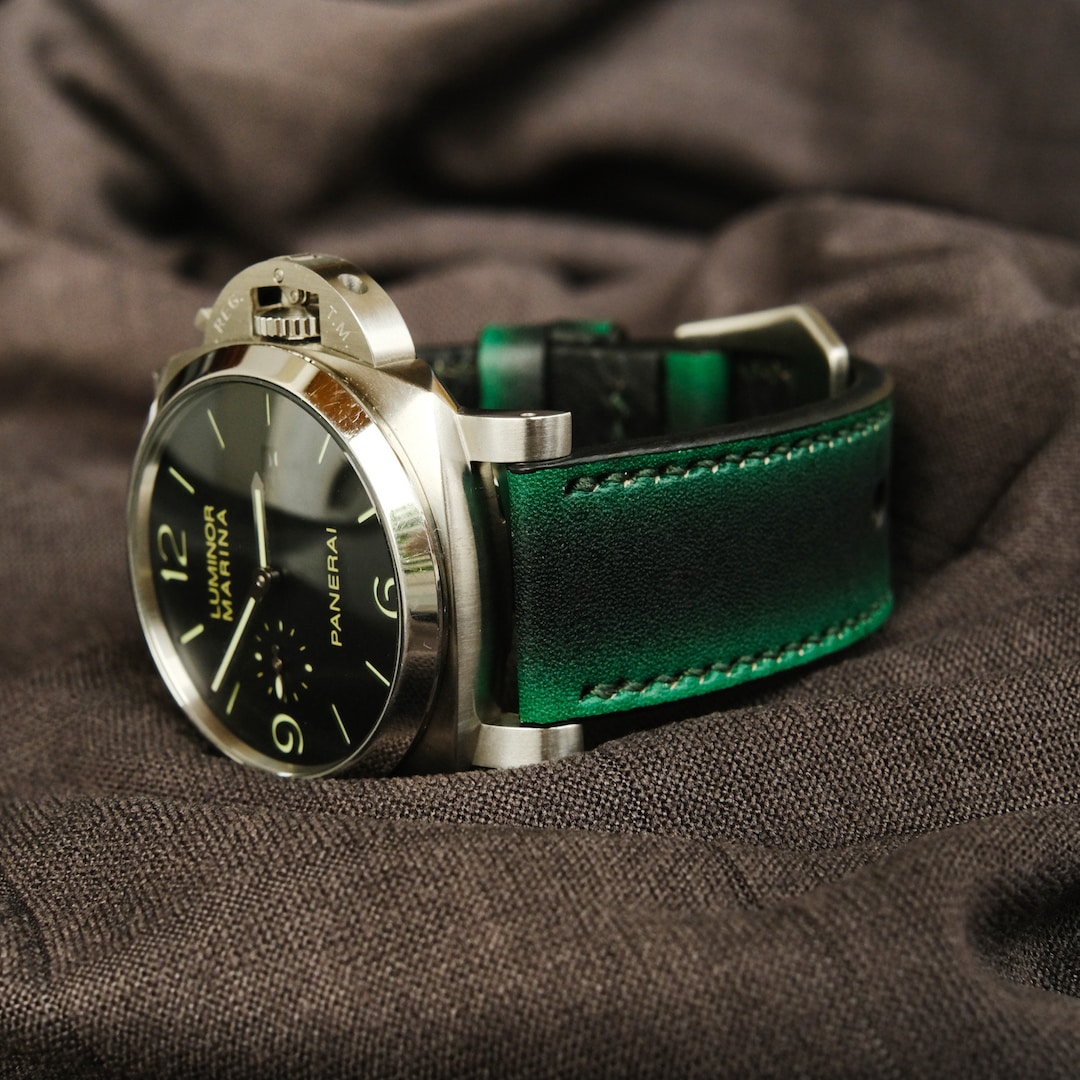 Panerai Leather Strap Panerai Watch Band Neon Green Officine Panerai Leather Strap Panerai Watch Band Neon Green Officine