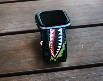 Handmade Leather 'Warhawk' Fitbit Band: Versa, Charge Series