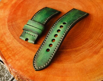 Handmade Green Leather Fitbit Band: Versa, Sense, Charge