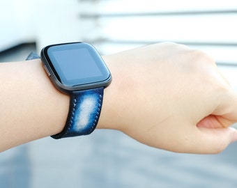 Handmade Leather Fitbit Band: Versa, Sense, Charge - Custom Size