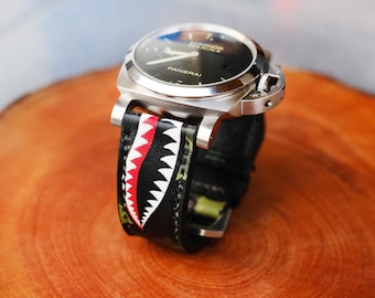 For Officine Luminor Marina Radiomir PAM 22mm 24mm 26mm Band Warhawk P10 Series Handmade Leather Straps