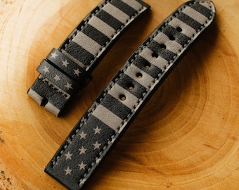 Handmade Leather Fitbit Versa Band, Stars & Stripes
