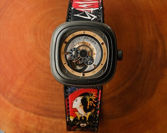 Sevenfriday leather hotsell strap watch