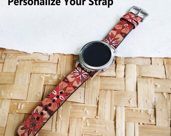 Handmade Batik Leather Galaxy Watch Strap, Quick Release