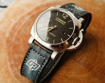 Cinturino in pelle fatto a mano per orologi Panerai, Luminor Marina e Radiomir