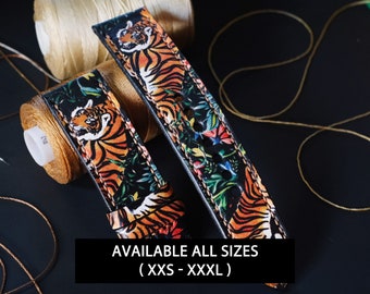 Exotic Tiger Fitbit Band, Handmade Leather Strap