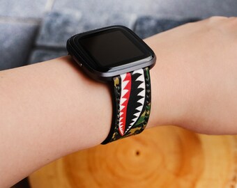 Cinturino Fitbit in pelle Warhawk verde, cinturino a sgancio rapido