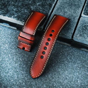 Omega Band Omega Leather Strap  22mm 21mm 20mm 19mm 18mm Handmade Leather Straps