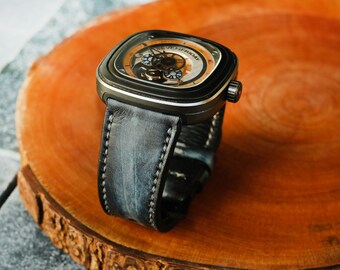 SevenFriday Watch Blue Vintage Straps 28mm T Series 26mm Handmade Leather Straps