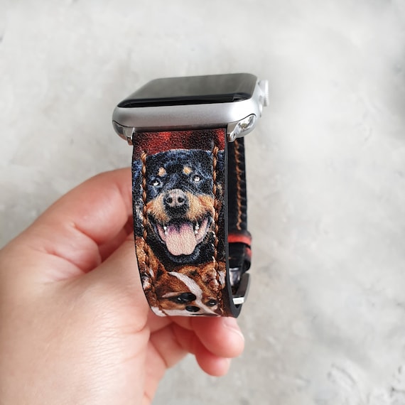 Dog Lovers Apple Watch Band, Handmade Leather, Custom Order