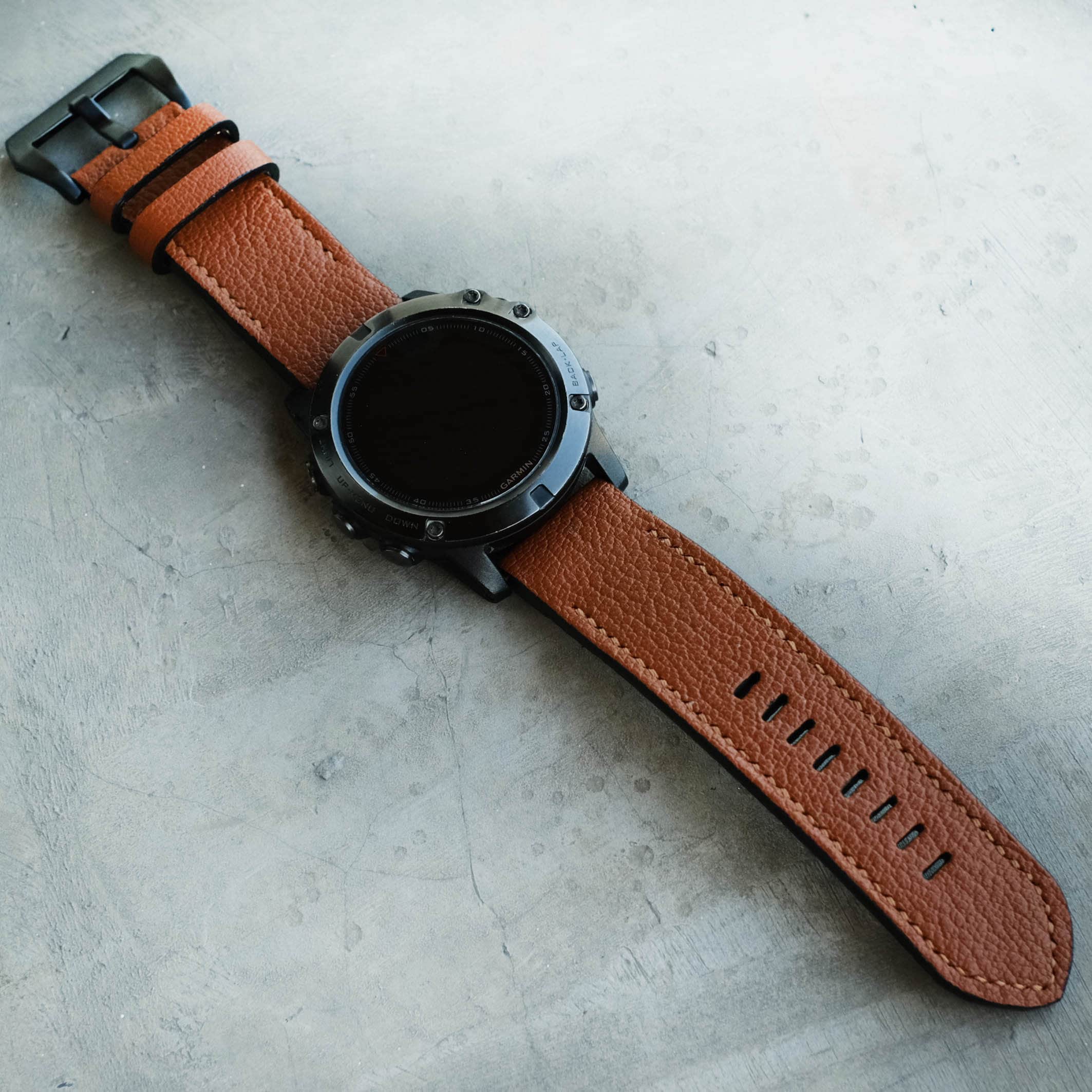 Garmin Quick Fit Strap, Brown Chevre Leather Material, Handmade