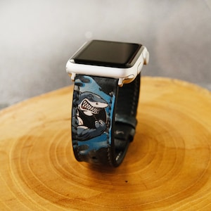 Shark Apple Watch Band Serie 8 41mm 45mm Series 7 Series 6 Series 4 Series 3 Series 2 Series 1, 38mm,40mm,42mm,44mm, Handmade Leder