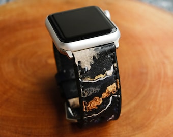 Handmade Leather Apple Watch Band, Resin Series