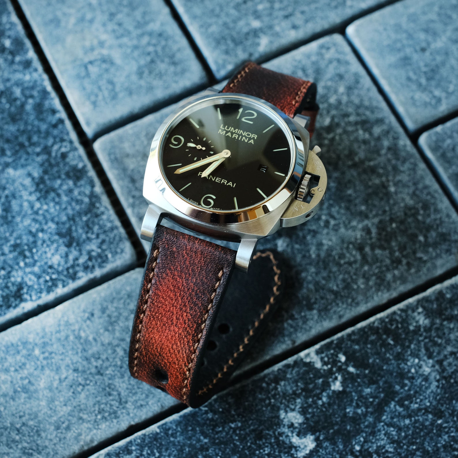 Panerai Leather Strap Panerai Watch Band for Officine Panerai Etsy