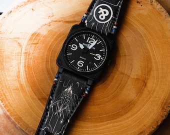 bell and ross straps handmade leather straps for BR 01 BR 03 br 02 BR S br -X1