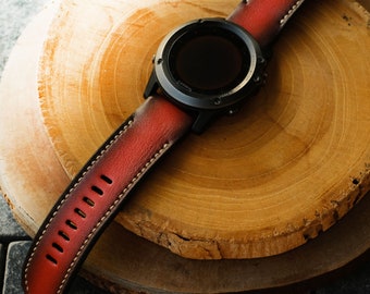 Vintage Leather Garmin Watch Strap, Fenix Quick Fit Band