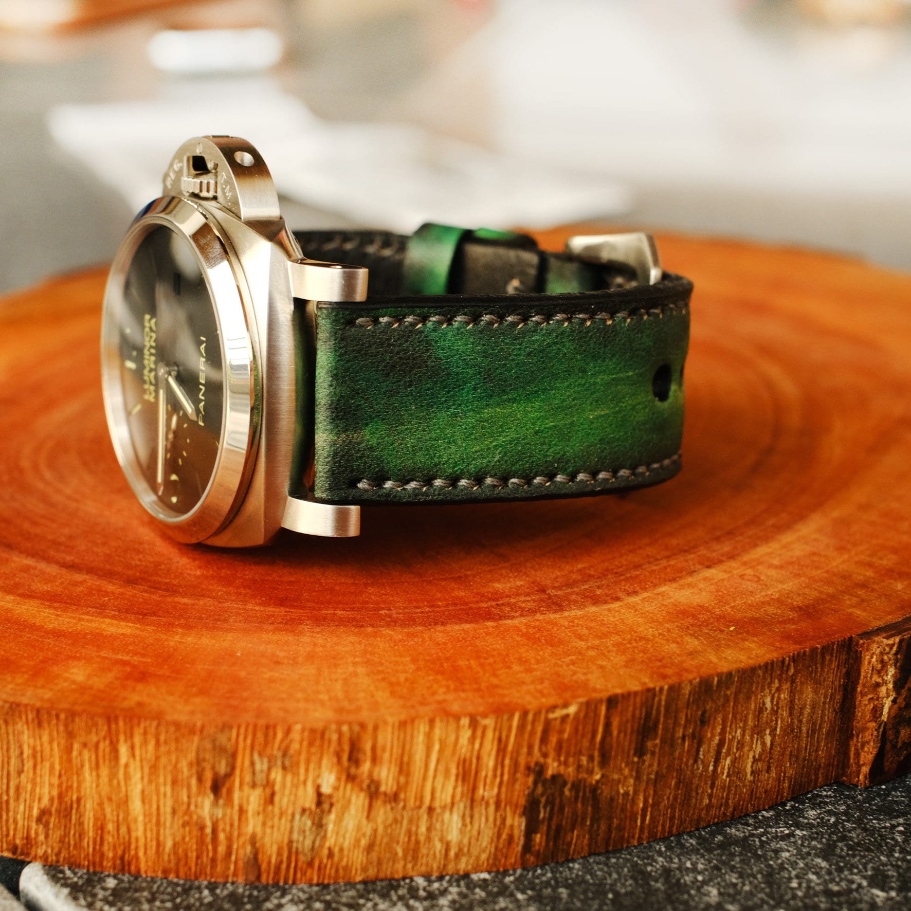 Bracelet Montre 22mm Cuir Véritable Noir Pour Panerai - Avec Anses - Neuf (expédié D'Italie)
