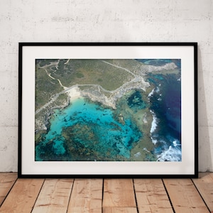 Rottnest Island Aerial Photography, Coastal Print from Western Australia, Beach Print Wall Art Decor